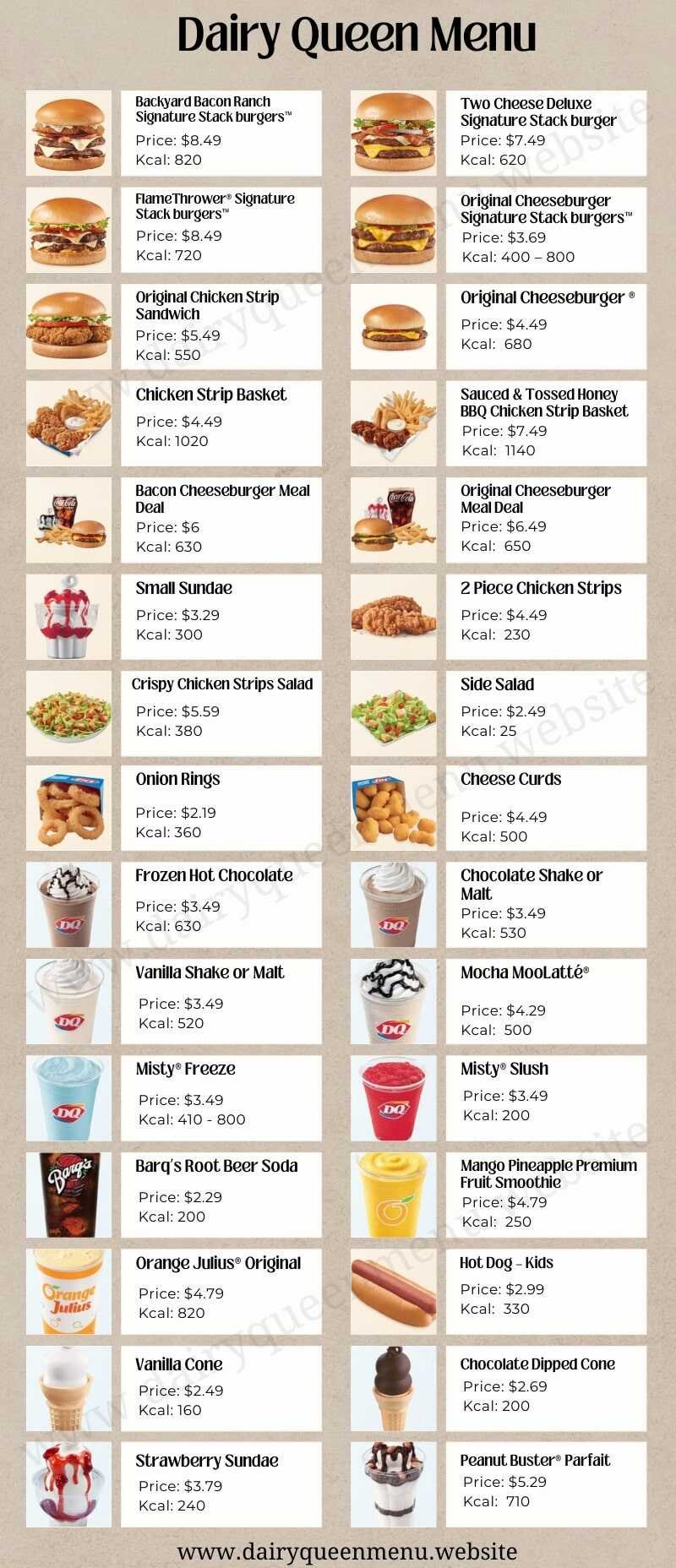 Dairy Queen Menu