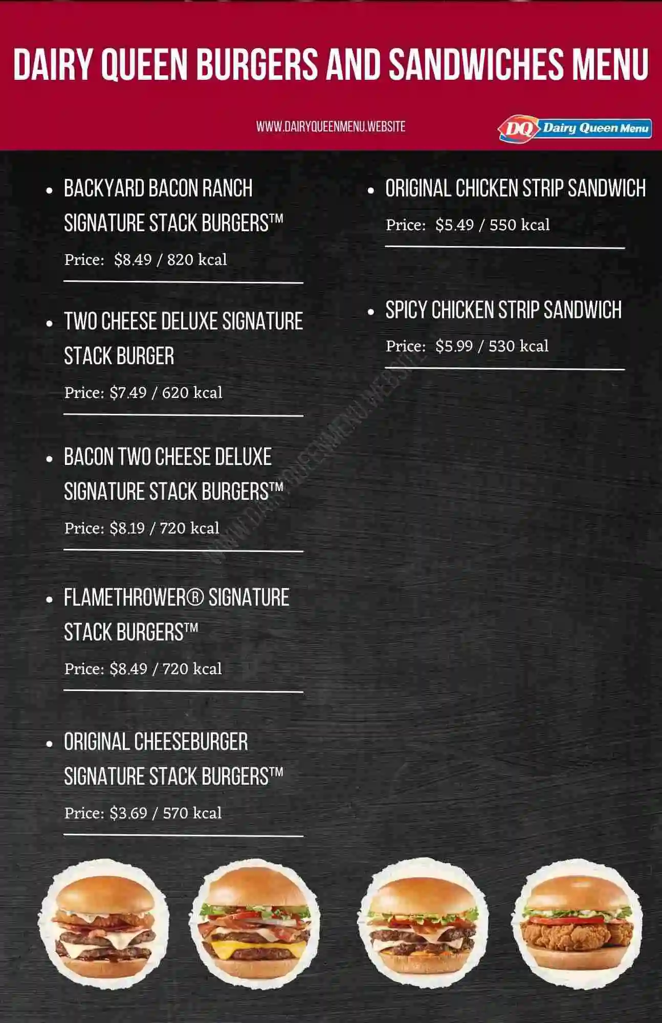 Dairy Queen Burgers and Sandwiches Menu