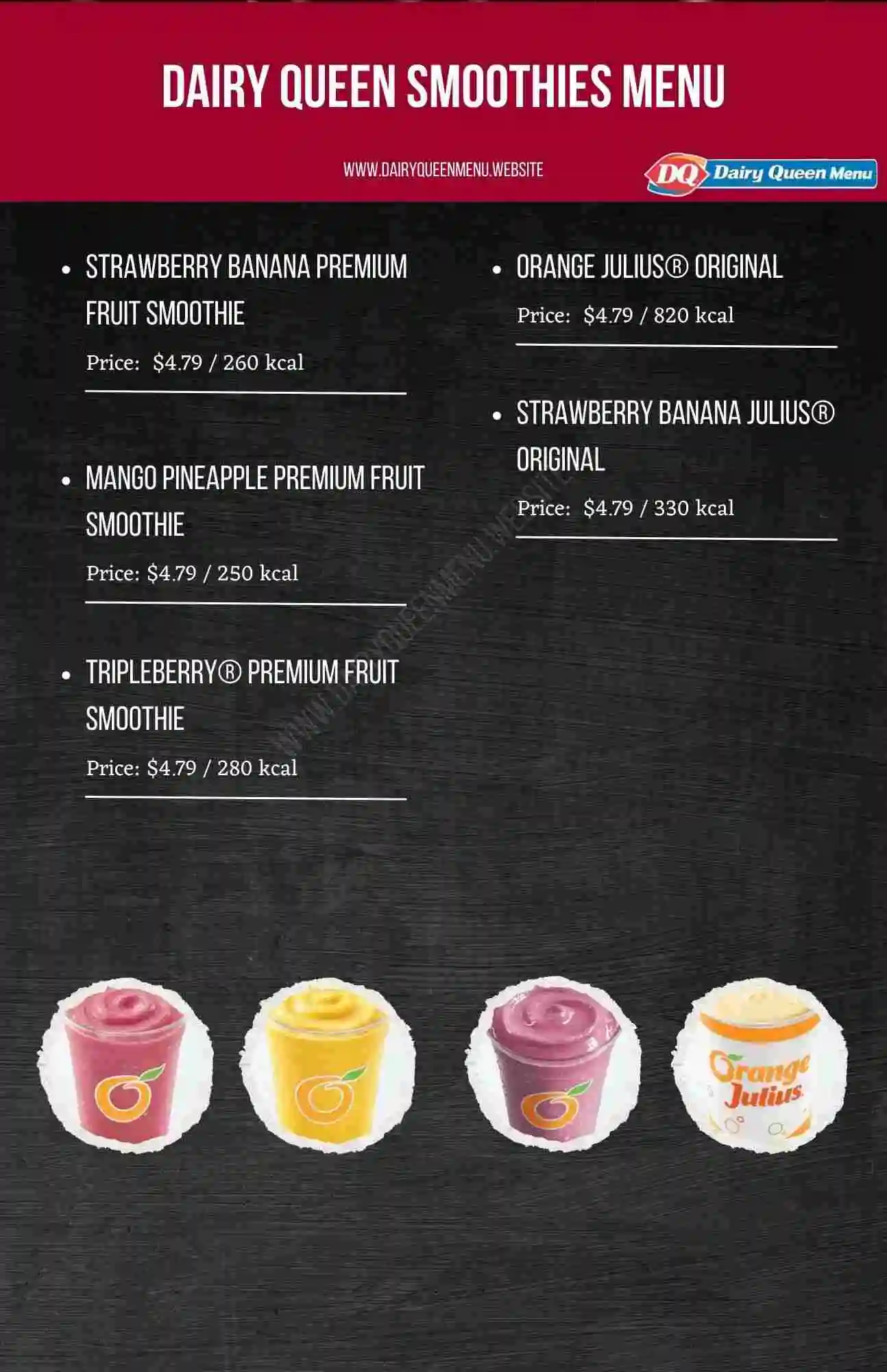 Dairy Queen Smoothies Menu