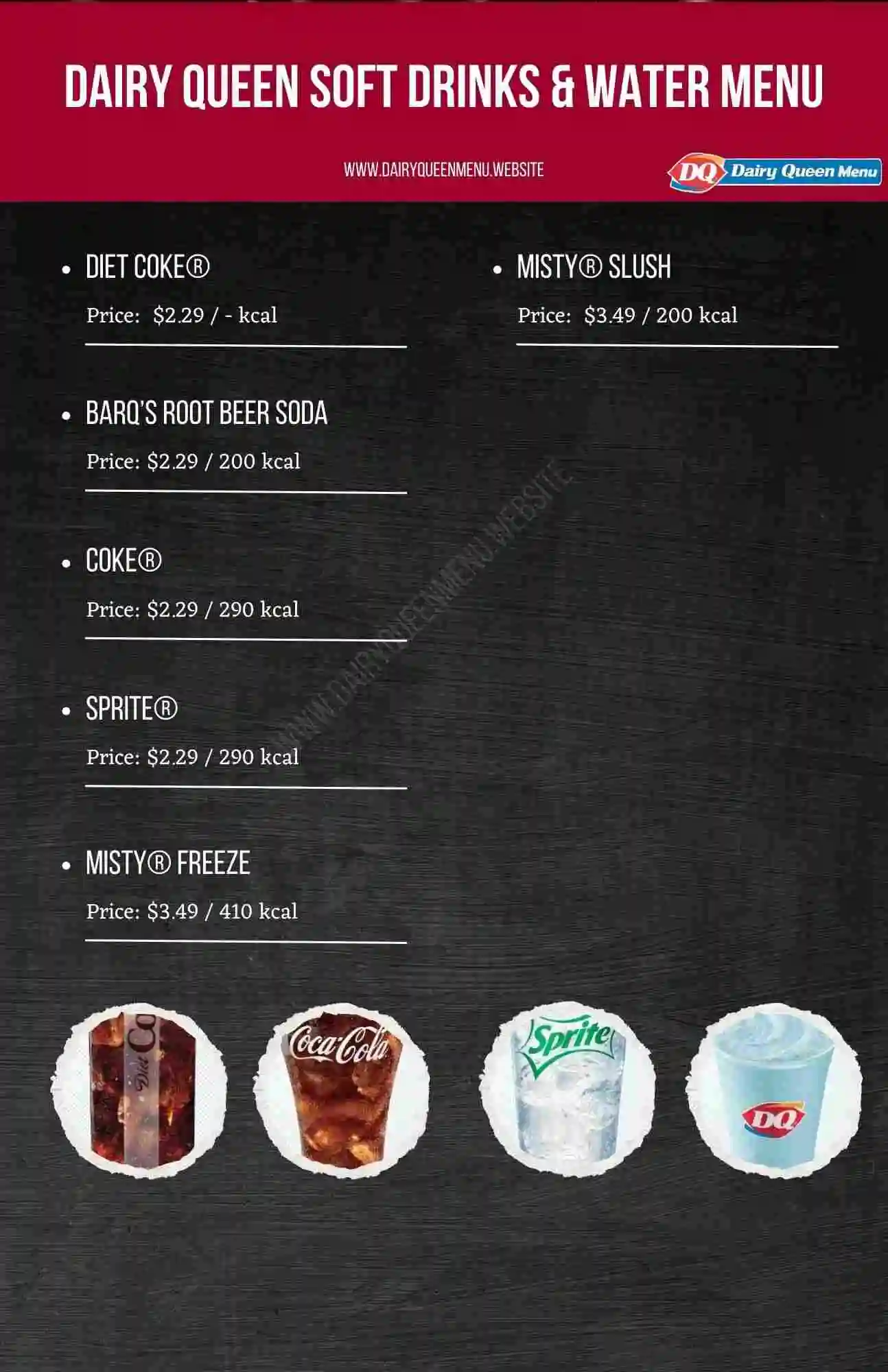 Dairy Queen Soft Drinks & Water Menu